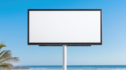 A blank billboard stands against the striking cliffs and ocean view along a scenic coastal highway