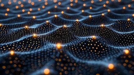 Glowing nodes connect across an abstract technology network, lighting up pathways of data flow.