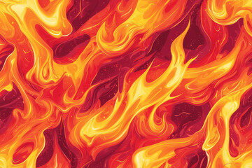 Wall Mural - A vibrant, swirling pattern of flames in shades of red, orange, and yellow, evoking heat and energy.