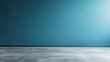 © Planetz - Solid Blue Wall with Empty Concrete Floor