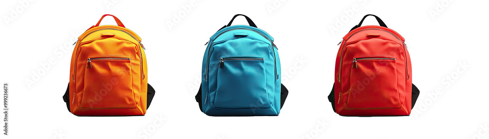 Brightly Colored Backpacks. Front View, Side View and Back View ...
