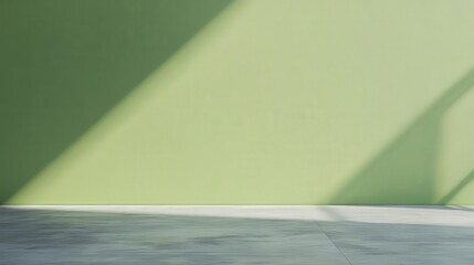 Sticker - Solid Green Wall with Empty Concrete Floor