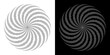 © Wendi - Abstract background with abstract line pattern in circles. Spiral art design as a logo or icon. A black figure on a white background and the same white figure on a black side. Mandala design with line