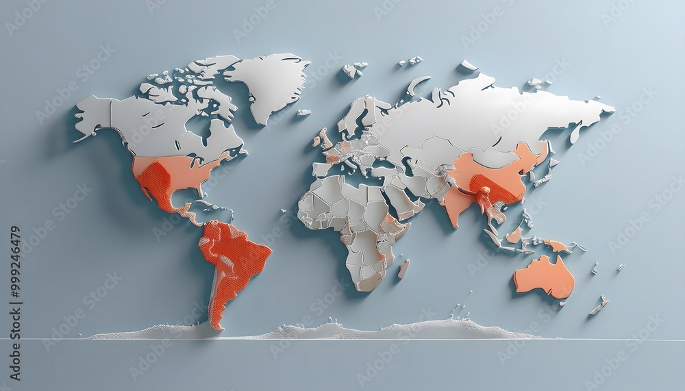 Environmental Impact Concept - Digital map of the world with tropical ...