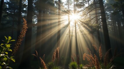 Sunlight shining through the trees