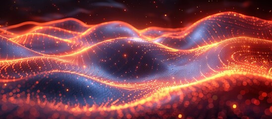 Wall Mural - Abstract Digital Landscape with Glowing Particles