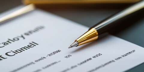 Wall Mural - A detailed shot shows a resume being reviewed, focusing on the applicant's qualifications and capturing the moment of career progression