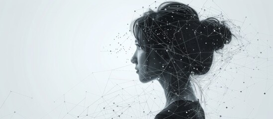 Poster - Woman Silhouette with Geometric Network Overlay