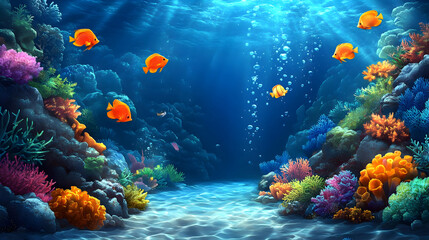 Poster - Colorful Coral Reefs with Fish, Underwater Paradise