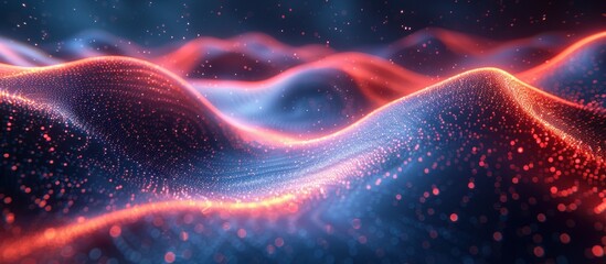 Wall Mural - Abstract Wavy Red and Blue Lights