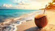 © nafisah - Coconut drink on the beach. in summer