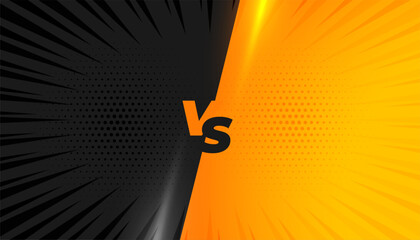 Wall Mural - black and yellow versus vs radial banner with halftone effect