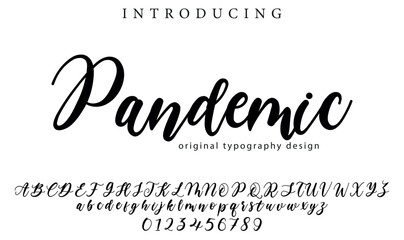 Wall Mural - Pandemic Font Stylish brush painted an uppercase vector letters, alphabet, typeface