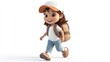 © Pixora Labs - 3D character design of a happy young girl explorer on a white background