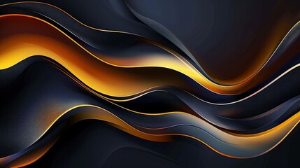 Abstract Gold and Black Waves