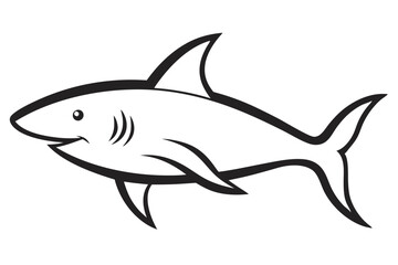 Sticker - Shark line art silhouette vector isolated on a white background