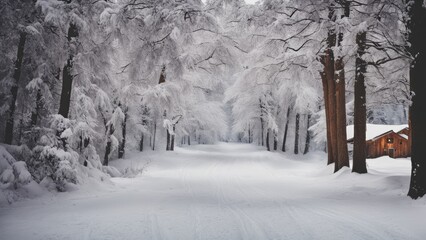 Wall Mural - snow covered road