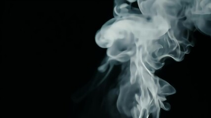 Wall Mural - Realistic 4K video capturing smoke vapor clouds rising black background perfect editing compositing special effects featuring abstract steam textures atmospheric particle vapour fog stream effect