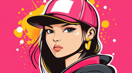 Poster - Vibrant graffiti artwork featuring a girl against a clean background, merging urban art with youthful expression.