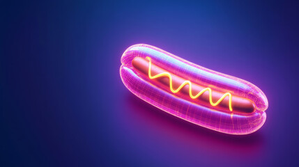 Wall Mural - glowing hotdog in vibrant 3D design with distorted shapes