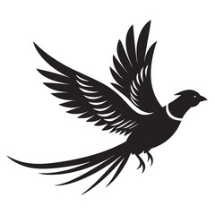 Sticker - Flying pheasant bird silhouette vector illustration