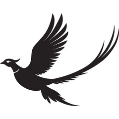 Sticker - Flying pheasant bird silhouette vector illustration