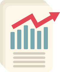 Wall Mural - document is showing a bar chart with a growing trend represented by a red arrow pointing up