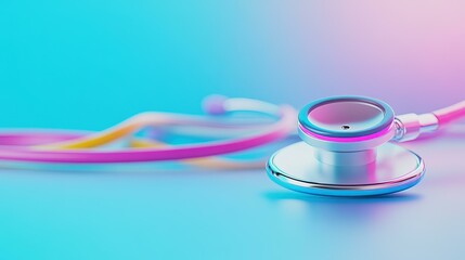 A vibrant closeup of a stethoscope resting on colorful medical tubes, showcasing the essence of healthcare tools in action.