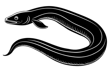 eel fish silhouette, moray eel silhouette vector, japanese eel
