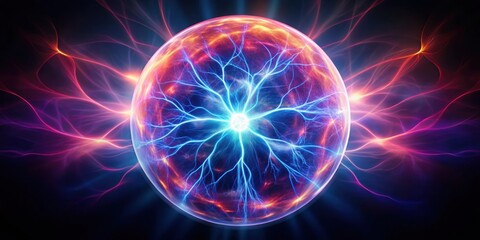 glowing plasma ball lightning abstract background, plasma, ball, lightning, abstract, glowing, energ