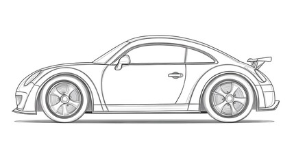 black and white picture of a car for children to color