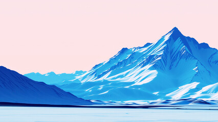 Wall Mural - Vast snow-covered mountain under pastel sky