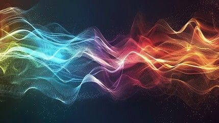 Wall Mural - abstract artwork featuring vibrant waves of light and color, evoking a sense of energy and movement.