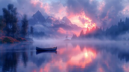 Wall Mural - Serene Mountain Lake at Sunrise