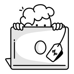 Wall Mural - online sale icon in doodle style