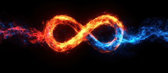 Wall Mural - infinity symbol made of fiery flames and cold water.