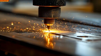 Metal Cutting Machine Sparks and Fire Closeup   Industrial Manufacturing Process