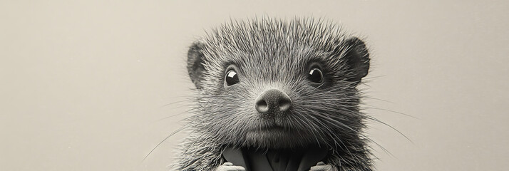 Wall Mural - A cute hedgehog with a serious expression.