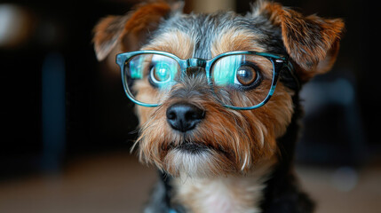 Sticker - Close-up of a dog wearing glasses.