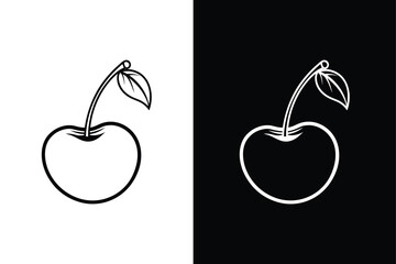 Cherry line icon outline vector sign. Linear pictogram isolated on white black