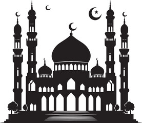 Beautiful mosque silhouette vector illustration isolated on a white background