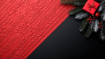 Red and black Christmas background with festive classic textures, ornate patterns, and subtle holiday elements, warm and elegant design