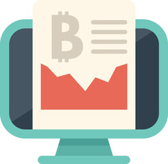 Wall Mural - computer screen displaying a document with a bitcoin symbol and a chart showing the fluctuation of i