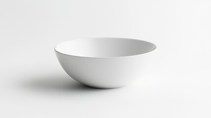 Wall Mural - A simple white bowl sits on a white background, a classic design for everyday use.