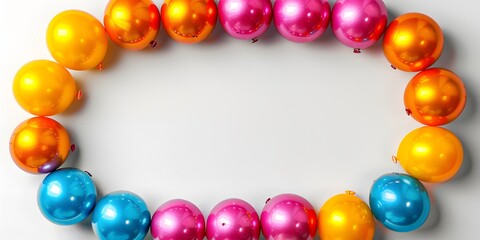 Wall Mural - frame made of colorful balloons with copy space.