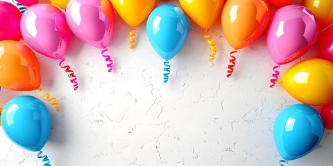 Wall Mural - frame made of colorful balloons with copy space.