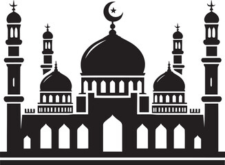 Wall Mural - Beautiful mosque silhouette vector illustration isolated on a white background