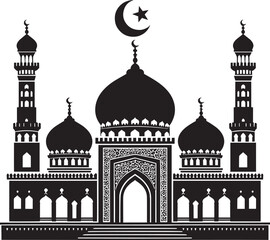 Wall Mural - Beautiful mosque silhouette vector illustration isolated on a white background