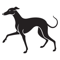 Wall Mural - Whippet dog running silhouette vector on a white background