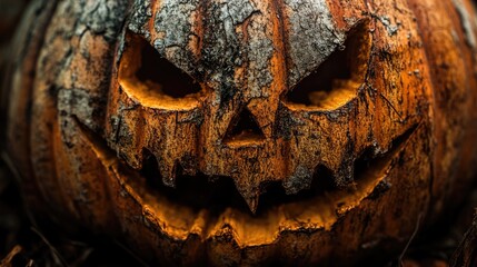 Canvas Print - Halloween pumpkin close up jack o lantern